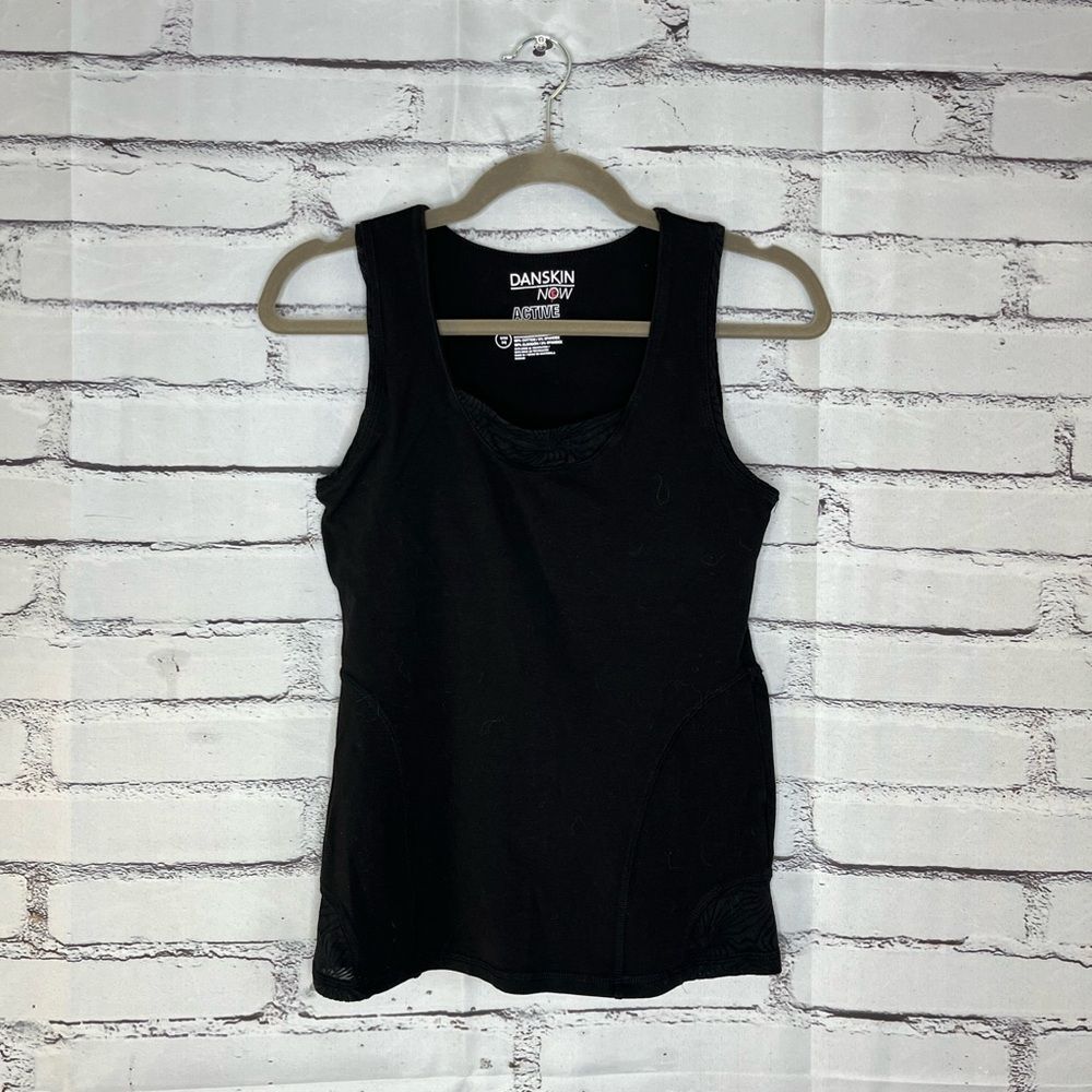 Danskin Now Black Fitted Sleeveless Tank Top Crop Loose Relaxed Fit SZ S Y2K
